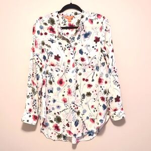 JOE FRESH Floral long sleeve button up Blouse - M